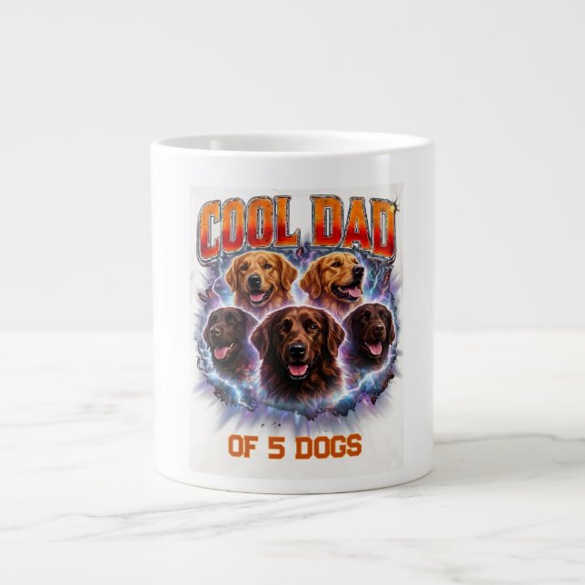 Grande Tasse Dog Dad Portrait Personalized Number Custom Design (Devant)