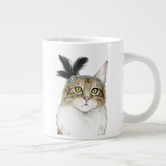 Grande Tasse Downton Cat | Orné De Plumes (Droite)