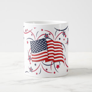 Grande Tasse Drapeau américain et feux d'artifice