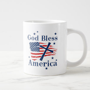 Grande Tasse Drapeau de Dieu béni America USA