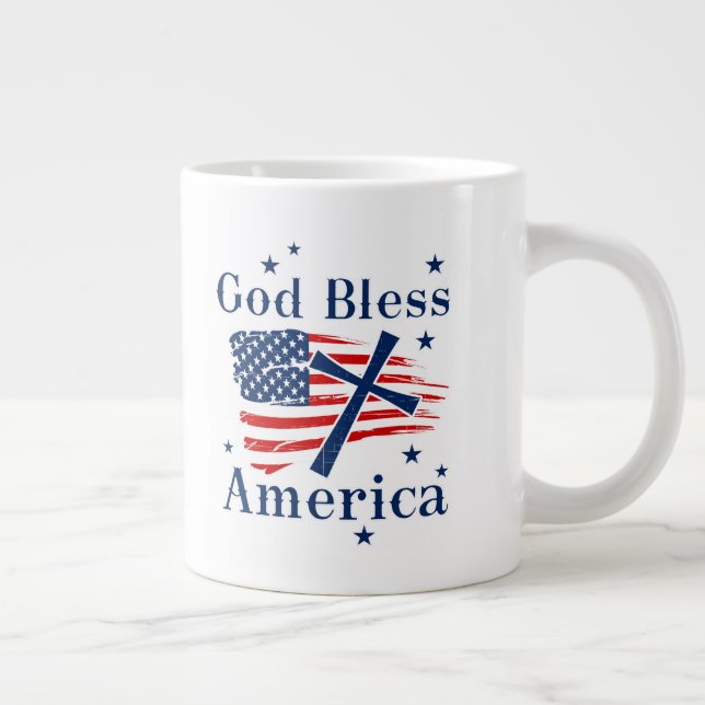 Grande Tasse Drapeau de Dieu béni America USA (Droite)