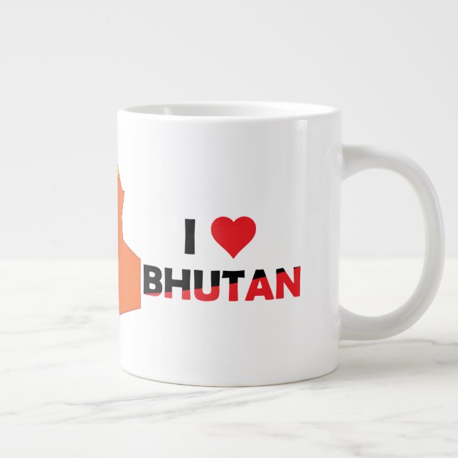 Grande Tasse Drapeau Du Bhoutan Sur La Carte Du Pays (Droite)