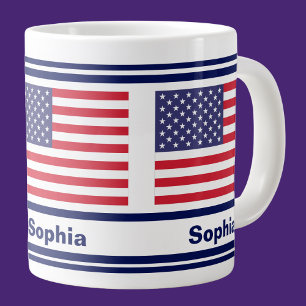 Grande Tasse Drapeau patriotique américain personnalisé