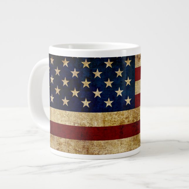 Grande Tasse Drapeau USA / Grunge (Devant gauche)