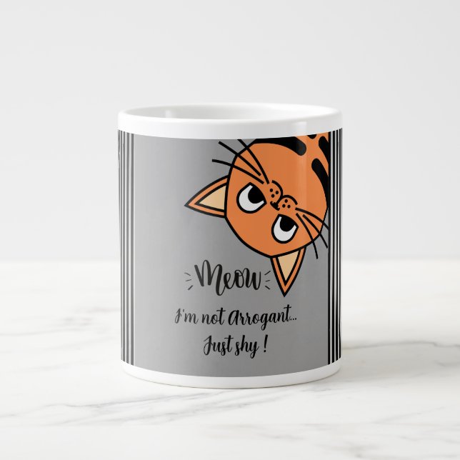 Grande Tasse Drôle Chat, je ne suis pas arrogant, juste timide (Devant)