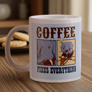 Grande Tasse Drôle Elephant Café Fixe Tout Carton