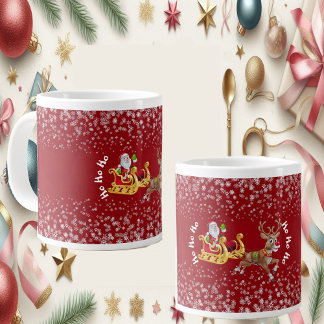 Grande Tasse Drôle Noël Père Noël Reindeer Sleigh Ho-Ho-Ho Roug