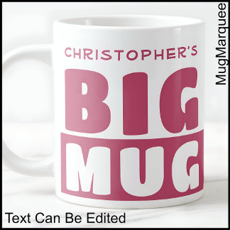 Grande Tasse Drôle Nom personnalisé Texte Deux Tons Rose Grosse