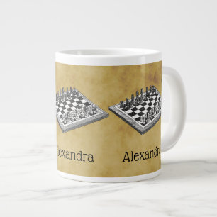 Grande Tasse Échiquier et jeu d'échecs vintage WBG en détresse