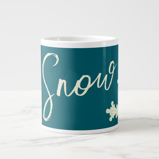 Grande Tasse Écriture de neige ardoise bleue et beurre élégant  (Devant)
