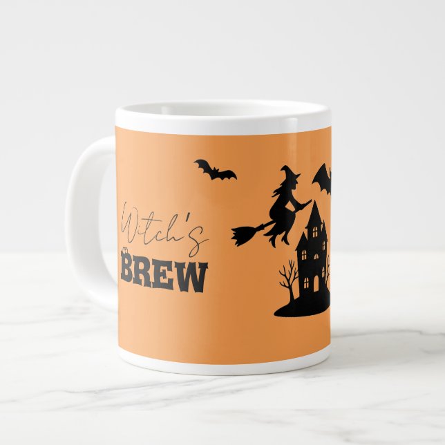 Grande Tasse Éffrayant Hauné Maison & Sorcière Silhouette | (Devant gauche)