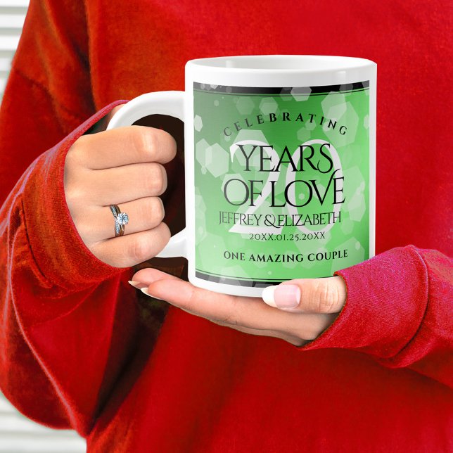 Grande Tasse Élégant 20e anniversaire de Mariage d'émeraude (20th Wedding Anniversary Jumbo Coffee Mug Cover Photo.)