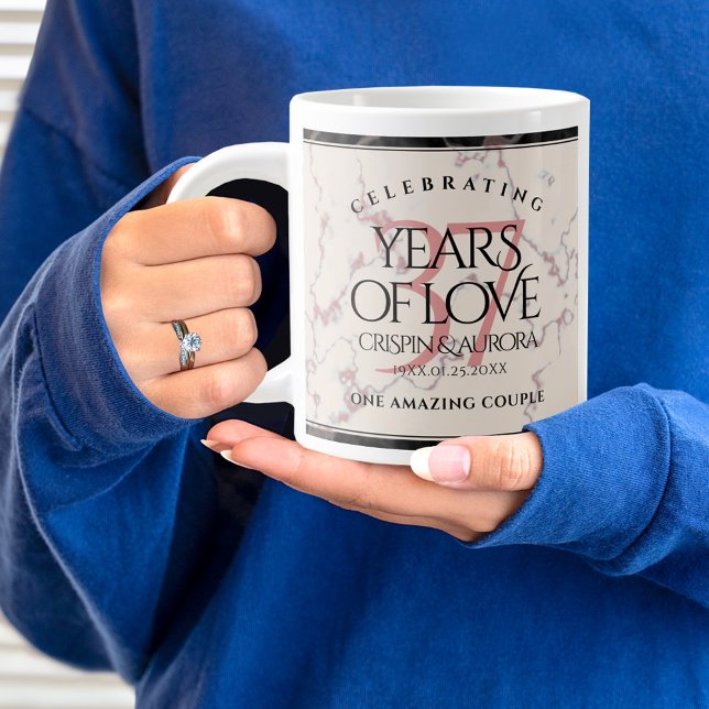 Grande Tasse Élégant 37e anniversaire du Mariage Alabaster (37th Wedding Anniversary Jumbo Coffee Mug Cover Photo.)