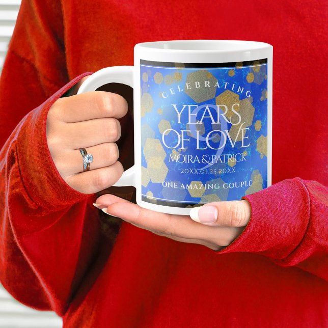 Grande Tasse Élégant 9e anniversaire Mariage Lapis Lazuli (9th Wedding Anniversary Jumbo Coffee Mug Cover Photo.)
