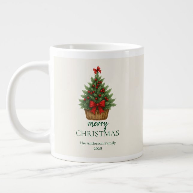 Grande Tasse Elegant Christmas Tree – Red Ribbon  (Gauche)