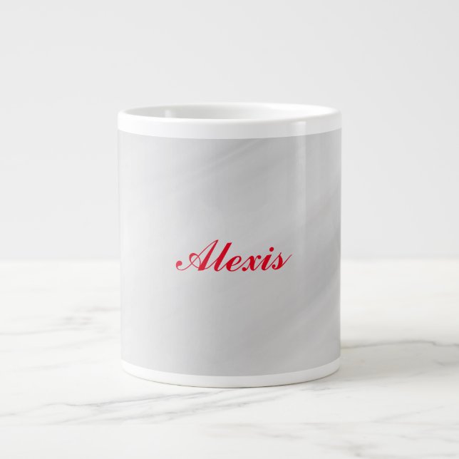 Grande Tasse Élégant moderne élégant Gris Nom rouge (Devant)