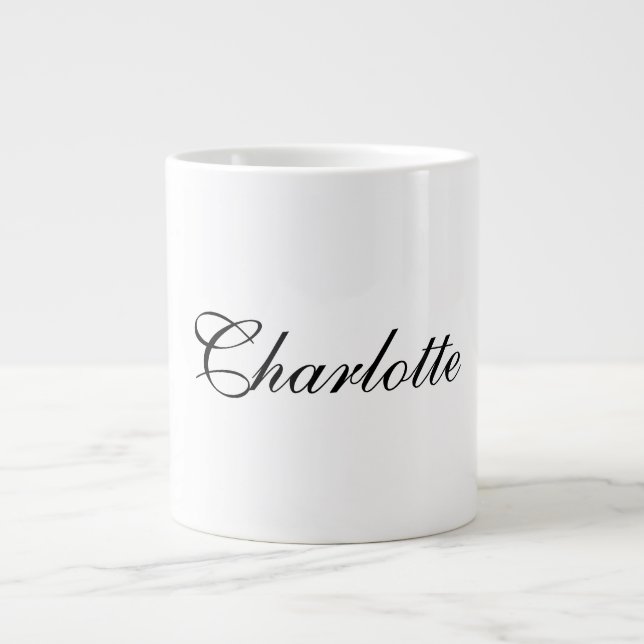 Grande Tasse Élégant Professionnel Ajouter un nom Noir clair Bl (Devant)