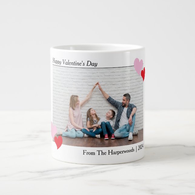 Grande Tasse Élégant Romantique Valentines Jour Couple Photo (Devant)