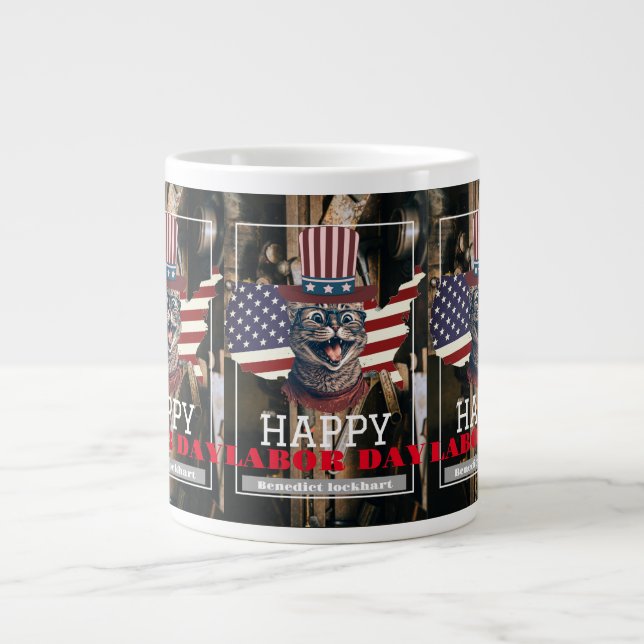 Grande Tasse Elegant travailleur solidaire Fête du Travail avec (Devant)