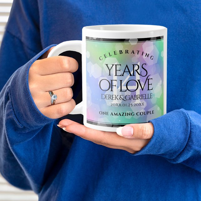 Grande Tasse Élégante 14ème anniversaire du Mariage Opal (14th Wedding Anniversary Jumbo Coffee Mug Cover Photo.)