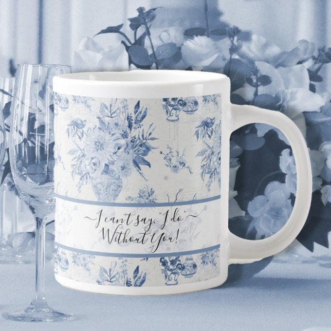 Grande Tasse Elégante Blue Floral Classic Bridesmaid Propositio (Créateur téléchargé)