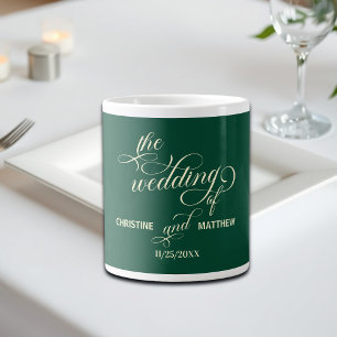 Grande Tasse Élégante calligraphie Mariage Turquoise Cadeau