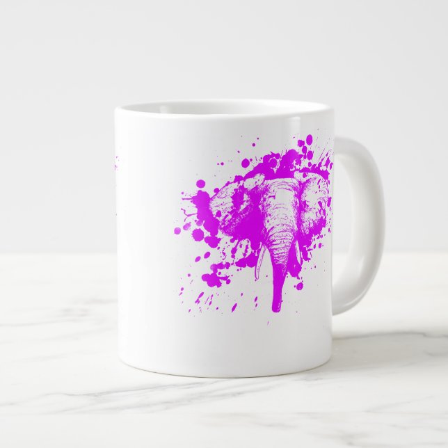 Grande Tasse Eléphant rose en colère (Devant droit)