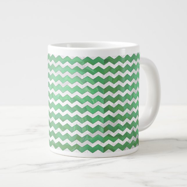 Grande Tasse Emerald Cream Chevron Motif (Devant droit)
