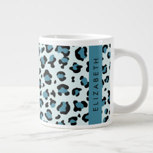 Grande Tasse Empreinte de léopard, Spots, Leopard Bleu, Votre N