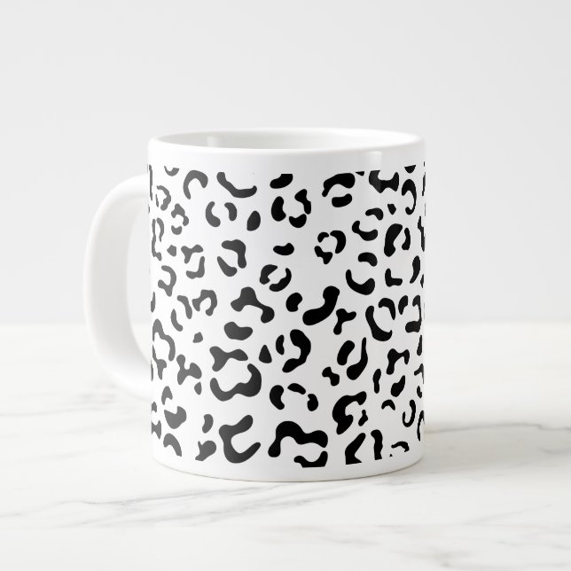 Grande Tasse Empreinte de léopard, Zones Léopard, Noir Et Blanc (Devant gauche)