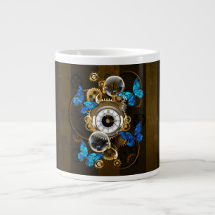 Grande Tasse Engrenages Steampunk et papillons bleus