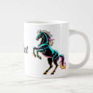 Grande Tasse Enseigne au néon Cheval Style Rétro Glitch