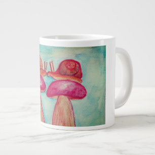 Grande Tasse Escargots Champignons Printemps Musique blanche