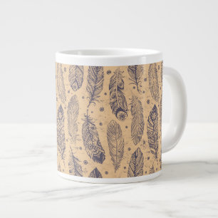 Grande Tasse Ethnic Feather Outline Motif