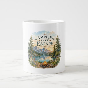 Grande Tasse Évasion au lac du feu de camp de montagne Camping