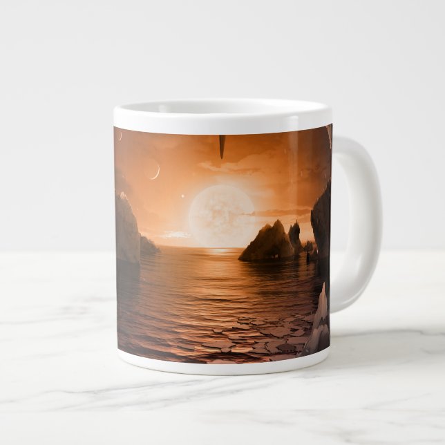 Grande Tasse Exoplanet Trappist-1f De Son Côté Nocturne Icy. (Devant droit)
