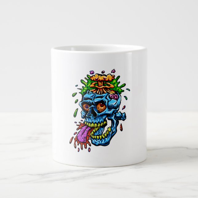 Grande Tasse Explosion de Crâne Colorée (Devant)