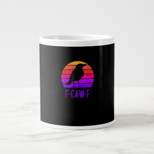 Grande Tasse F-Caw-F Corbeau Oiseau Rétro Coucher de soleil Vin