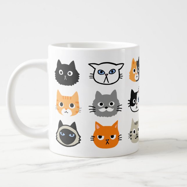 Grande Tasse Faces de chat | Chats mignons, amusants et ennuyeu (Gauche)