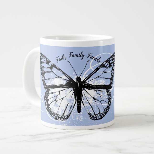 Grande Tasse Famille des amis de la famille des papillons Monog (Devant gauche)