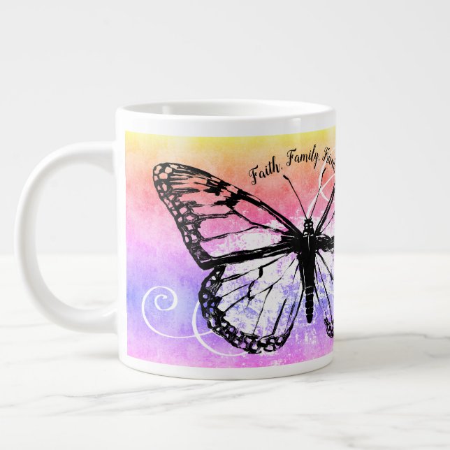 Grande Tasse Famille des amis de la famille des papillons Monog (Gauche)