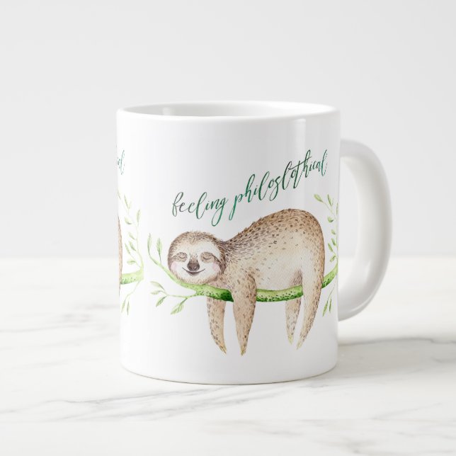 Grande Tasse Feelin PhiloSLOTHical drôle de humour paille (Devant droit)