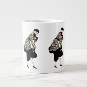 Grande Tasse Femme Art Déco Vintage en Veste Imprimée Léopard
