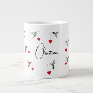 Grande Tasse Fête de la Saint-Valentin des colibris sur mesure