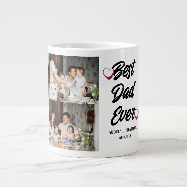 Grande Tasse Fête des pères personnalisée, deux photos collage  (Devant)