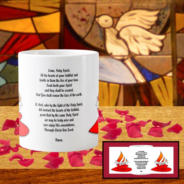 Grande Tasse Feu ou flamme et coeur avec citation Pentecôte (Créateur téléchargé)