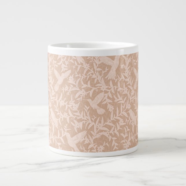 Grande Tasse feuillage beige des colibris (Devant)