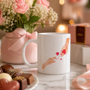 Grande Tasse "Fil Rouge Romantique du Destin Mains & Cœurs – Ét