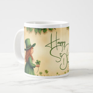 Grande Tasse Fille de la Saint-Patrick avec des trèfles