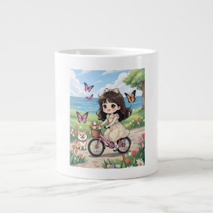 Grande Tasse Fille esthétique faisant du vélo dans un beau jard